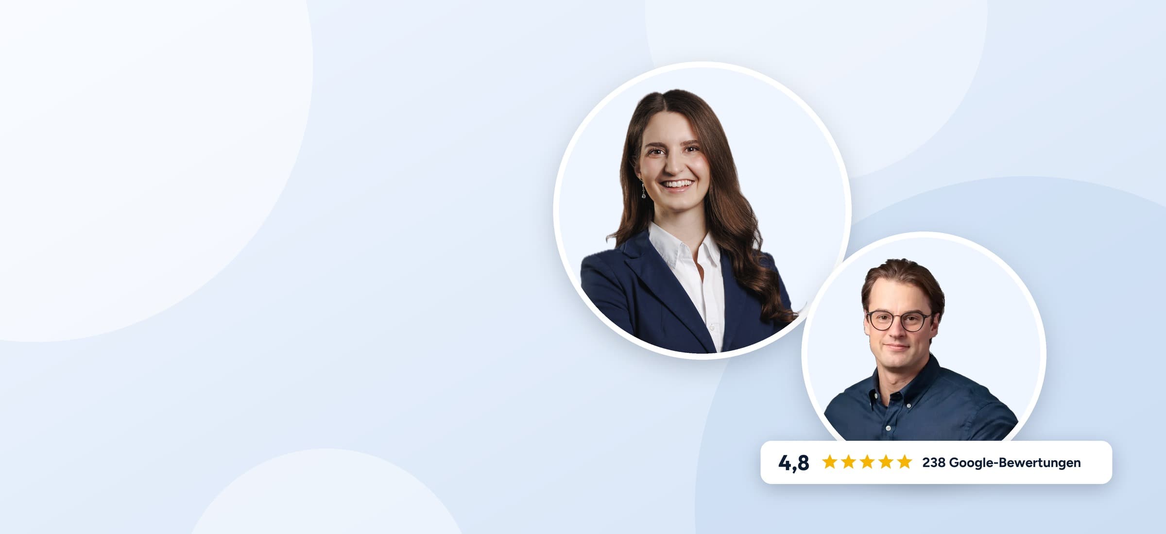 Julia Kohnke und Felix Kropp, Vorsorgeberater bei zuversichert.de, mit 4,8 Sternen aus 238 Google-Bewertungen